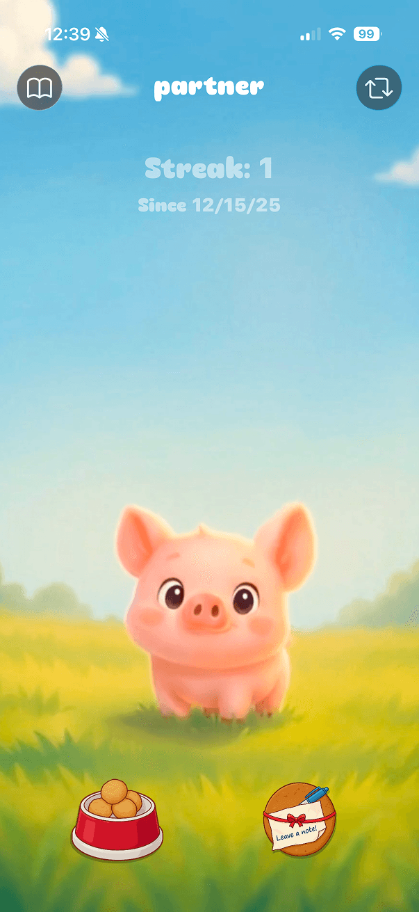 Partner Pig home screen